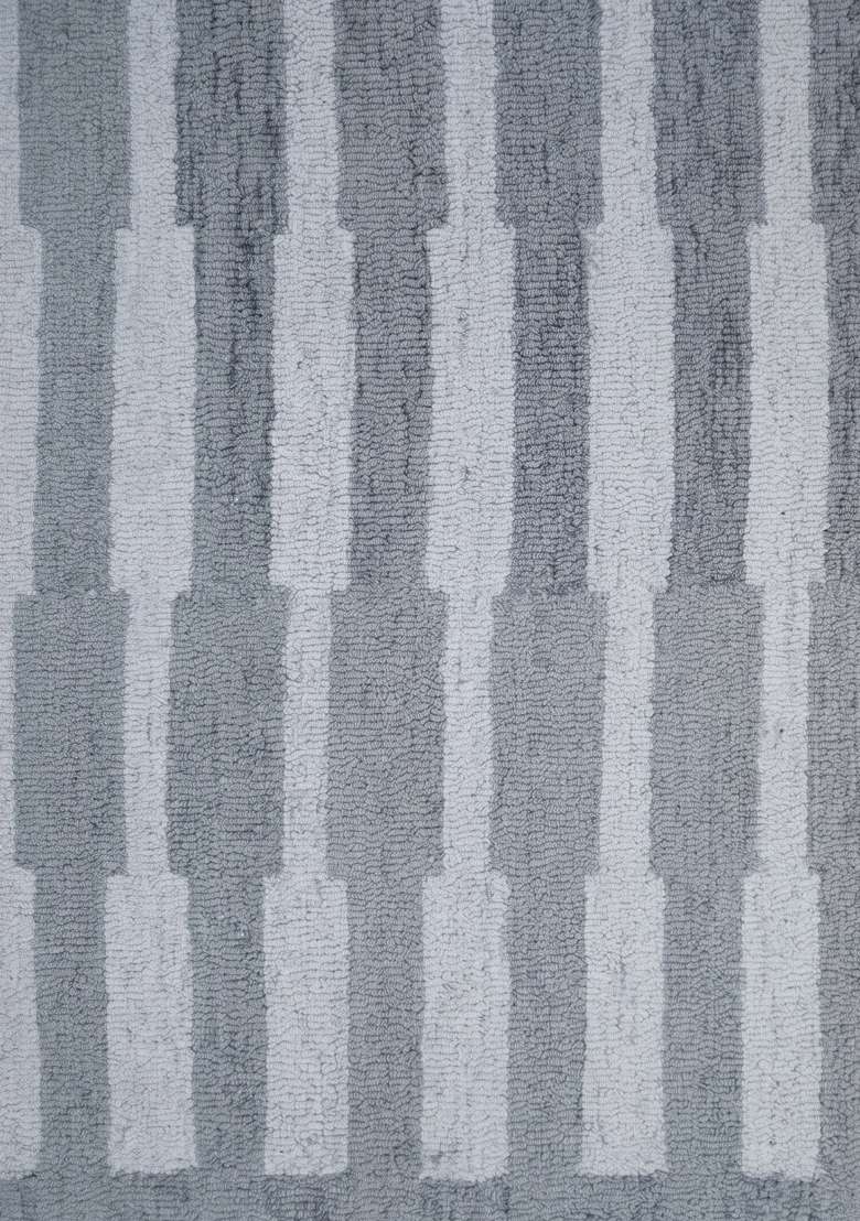 Saffron Rugs Hand-Tufted 100% Wool Area Rug | Steel Blue Grey Rectangular Rug | Cotton Backing | Contemporary Striped Home Decor Carpet for Living Room - Indya