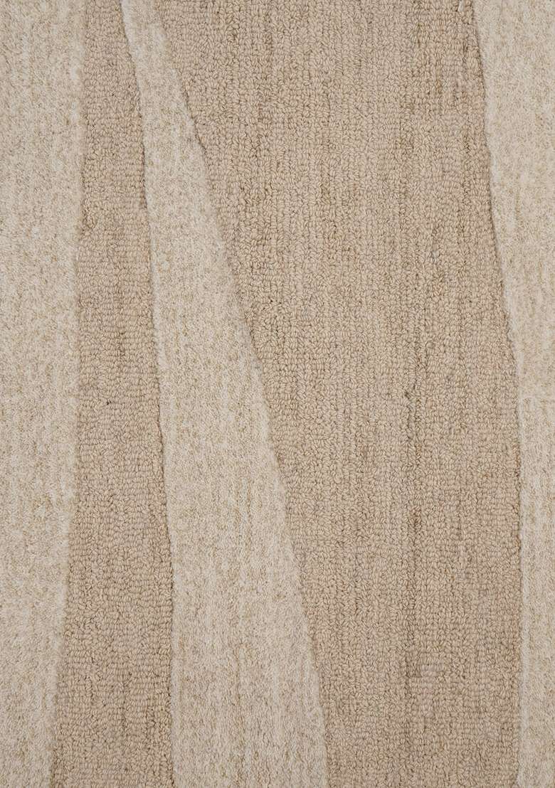 Saffron Rugs Hand-Tufted 100% Wool Area Rug | Beige Tan Rectangular Rug | Cotton Backing | Contemporary Swirls Home Decor Carpet for Living Room - Indya
