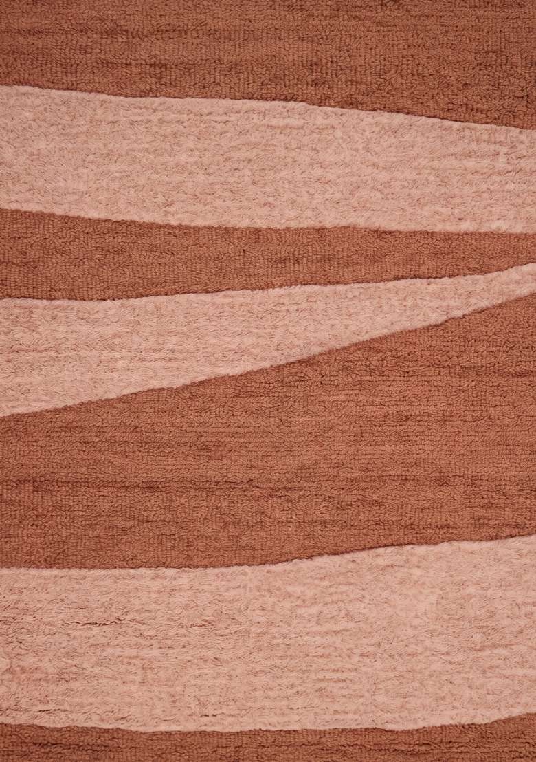 Saffron Rugs Hand-Tufted 100% Wool Area Rug | Terracotta Pink Rectangular Rug | Cotton Backing | Contemporary Swirls Home Decor Carpet for Living Room - Indya