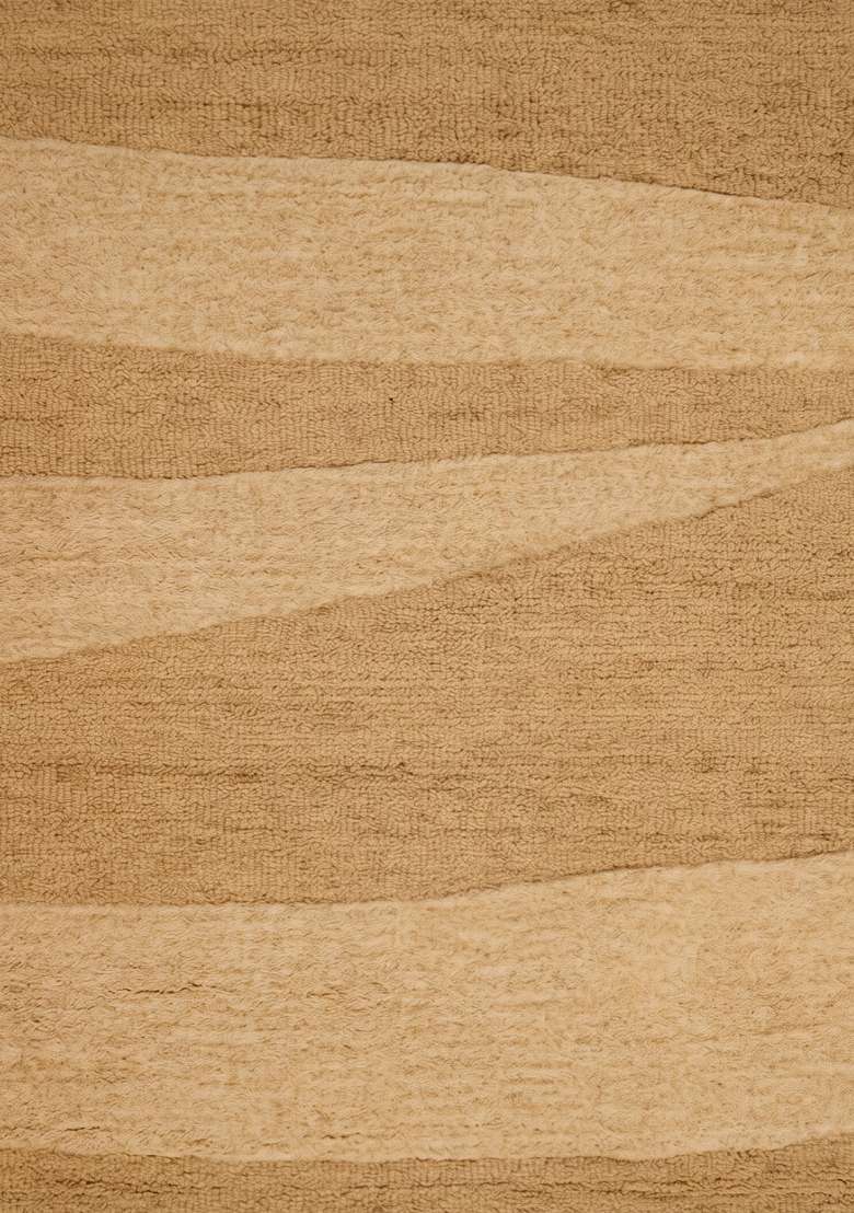 Saffron Rugs Hand-Tufted 100% Wool Area Rug | Golden Tan Rectangular Rug | Cotton Backing | Contemporary Swirls Home Decor Carpet for Living Room - Indya