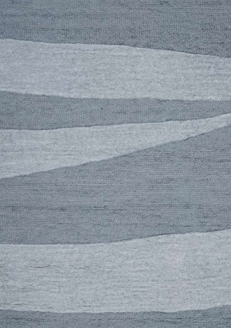 Saffron Rugs Hand-Tufted 100% Wool Area Rug | Steel Blue Grey Rectangular Rug | Cotton Backing | Contemporary Swirls Home Decor Carpet for Living Room - Indya