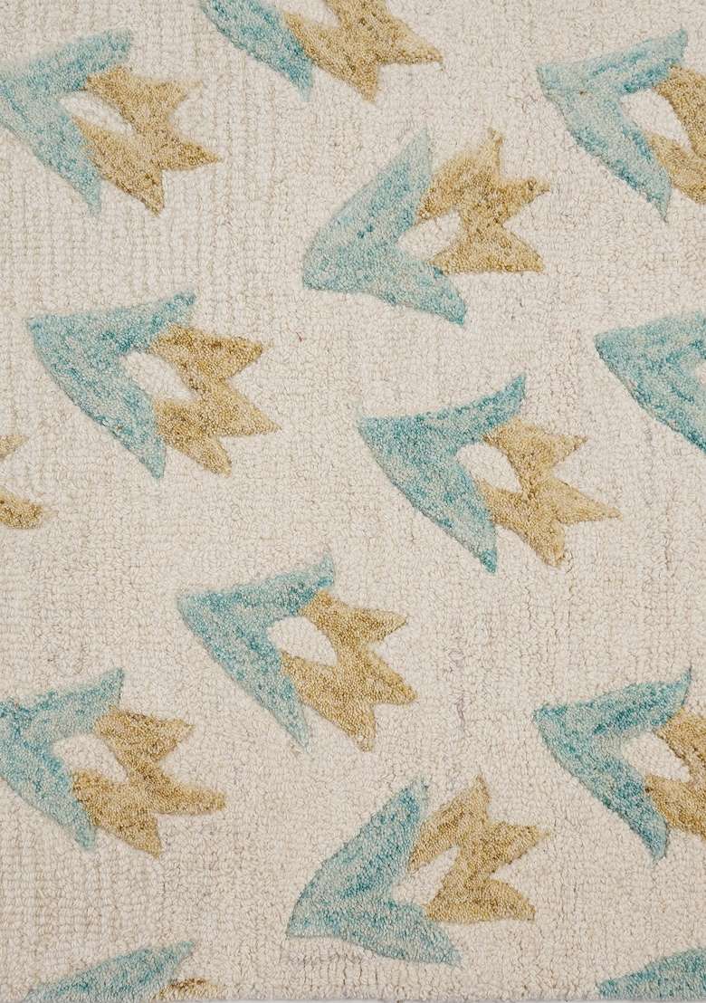 Saffron Rugs Hand-Tufted 100% Wool Area Rug | Cream Rectangular Rug | Cotton Backing | Transitional Floral Home Decor Carpet for Living Room - Indya
