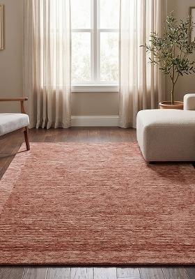 Saffron Rugs Hand Tufted Terracotta Solid Contemporary Rectangular Wool Area Rug