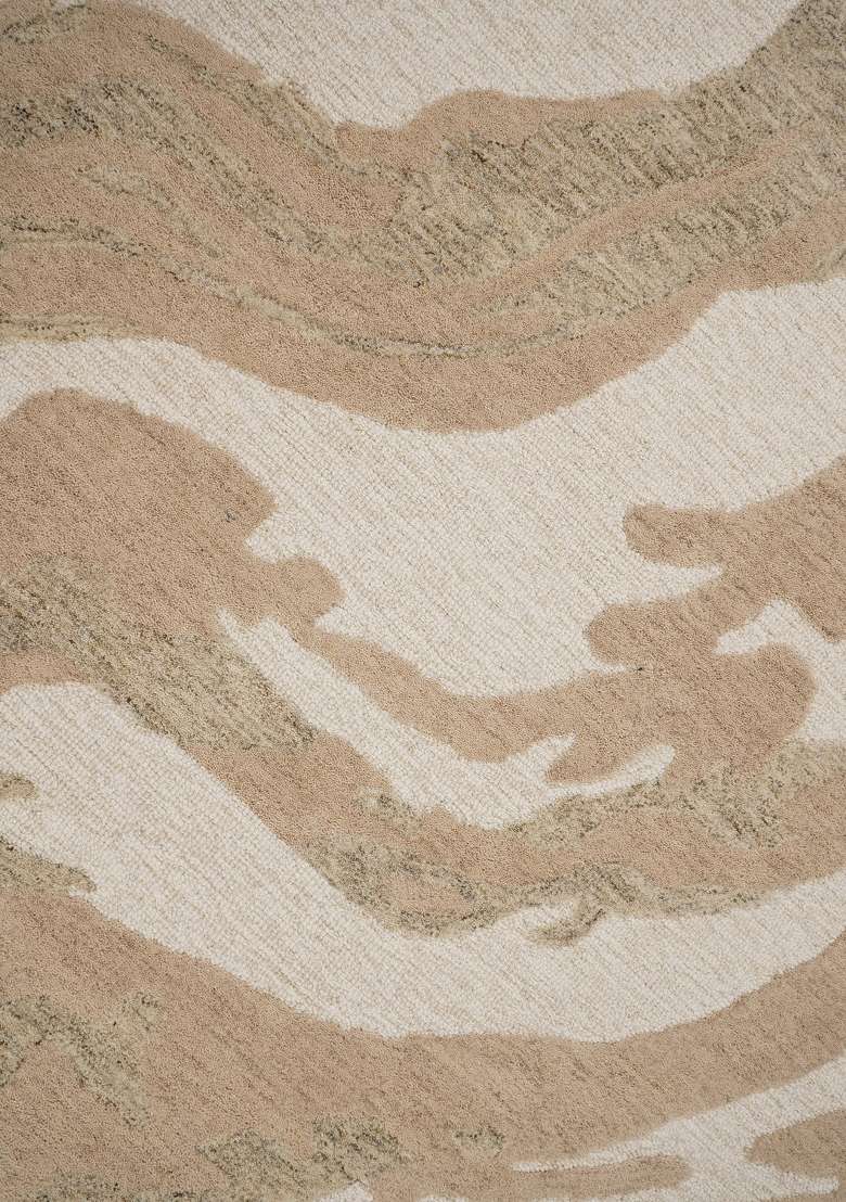 Saffron Rugs Hand-Tufted 100% Wool Area Rug | Beige Rectangular Rug | Cotton Backing | Contemporary Marble Home Decor Carpet for Living Room - Indya