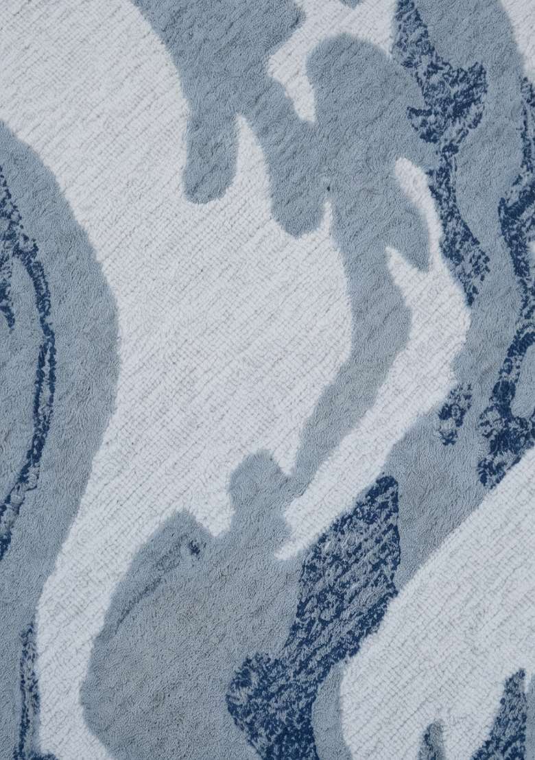 Saffron Rugs Hand-Tufted 100% Wool Area Rug | Steel Blue Rectangular Rug | Cotton Backing | Contemporary Marble Home Decor Carpet for Living Room - Indya
