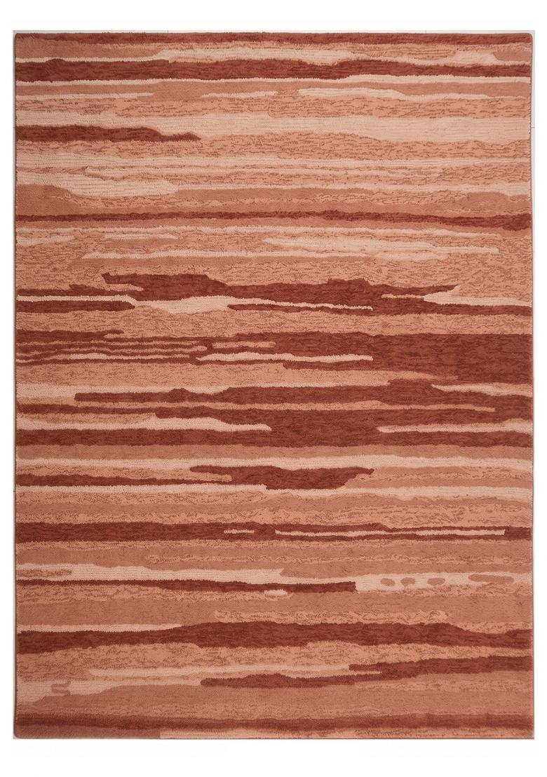 Saffron Rugs Hand Tufted Terracotta Striped Coastal Rectangular Wool Area Rug - Indya