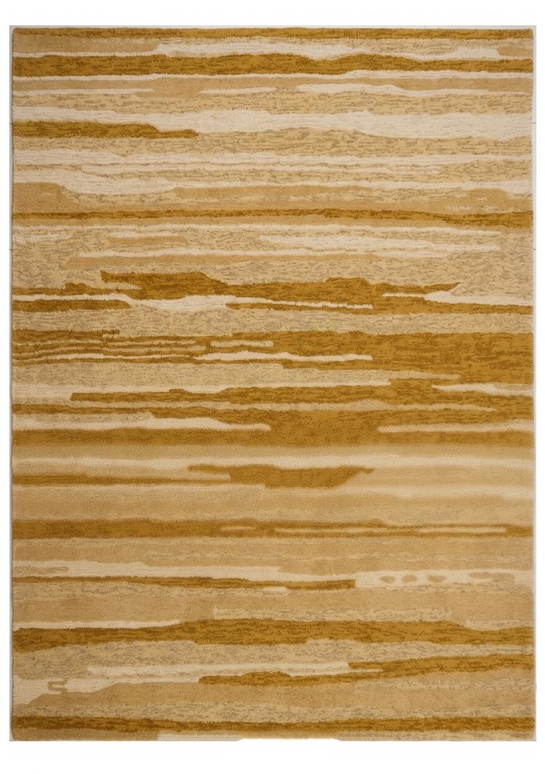 Saffron Rugs Hand Tufted Golden Yellow Striped Coastal Rectangular Wool Area Rug - Indya