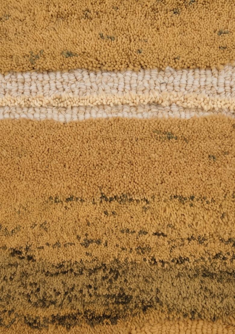 Saffron Rugs Hand Tufted Golden Yellow Striped Coastal Rectangular Wool Area Rug - Indya