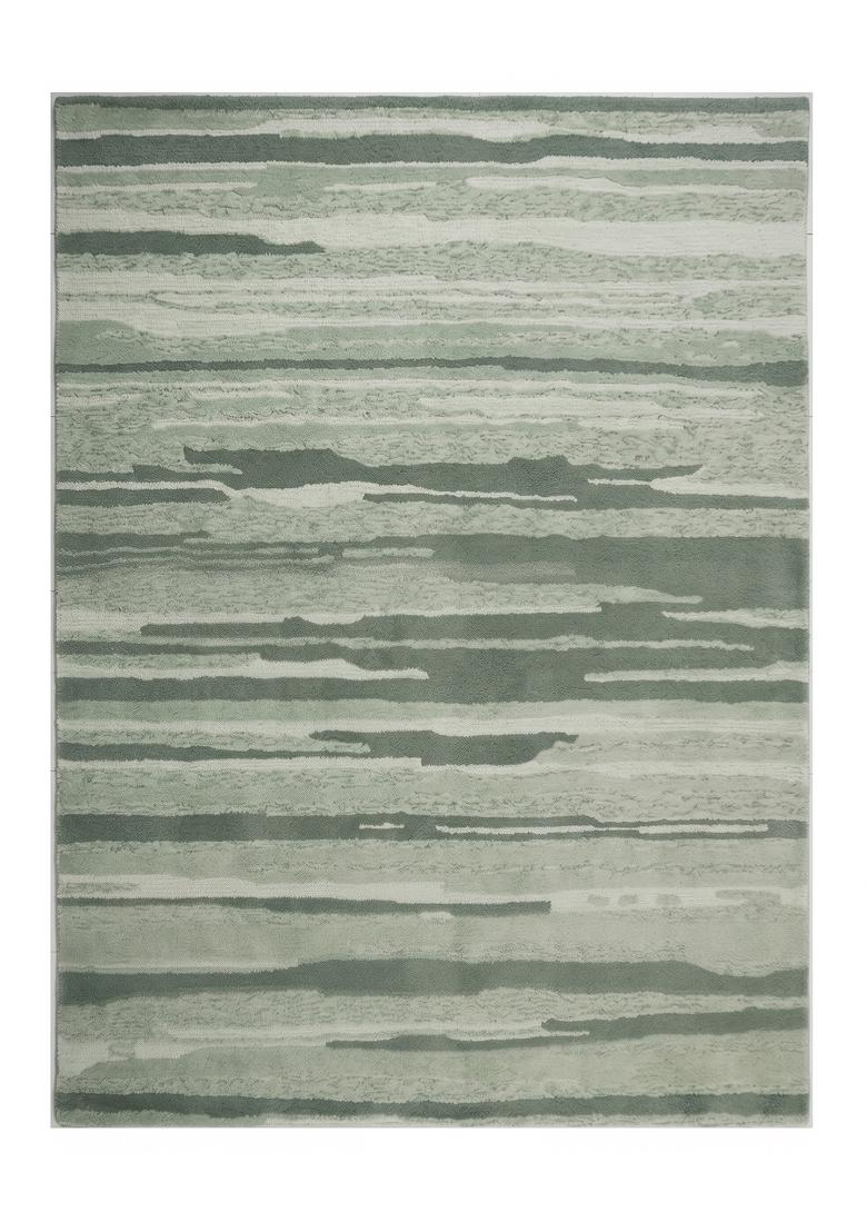 Saffron Rugs Hand Tufted Sage Green Striped Coastal Rectangular Wool Area Rug - Indya