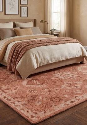 Saffron Rugs Hand Tufted Terracotta Geometric Oriental Rectangular Wool Area Rug
