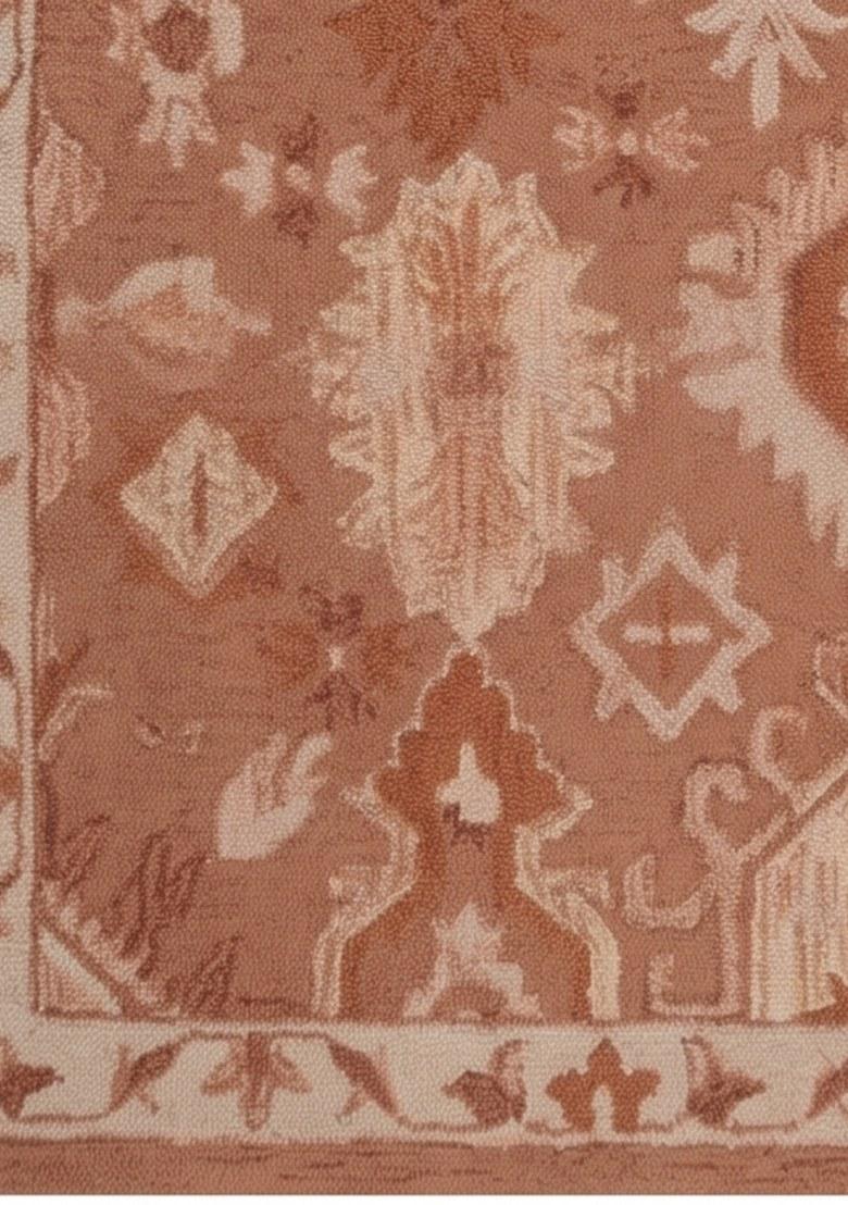 Saffron Rugs Hand Tufted Terracotta Geometric Oriental Rectangular Wool Area Rug - Indya