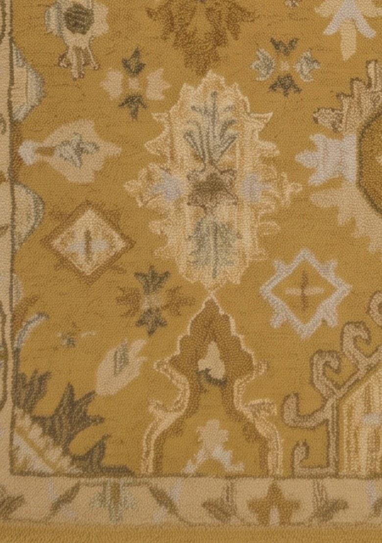 Saffron Rugs Hand Tufted Golden Yellow Geometric Oriental Rectangular Wool Area Rug - Indya