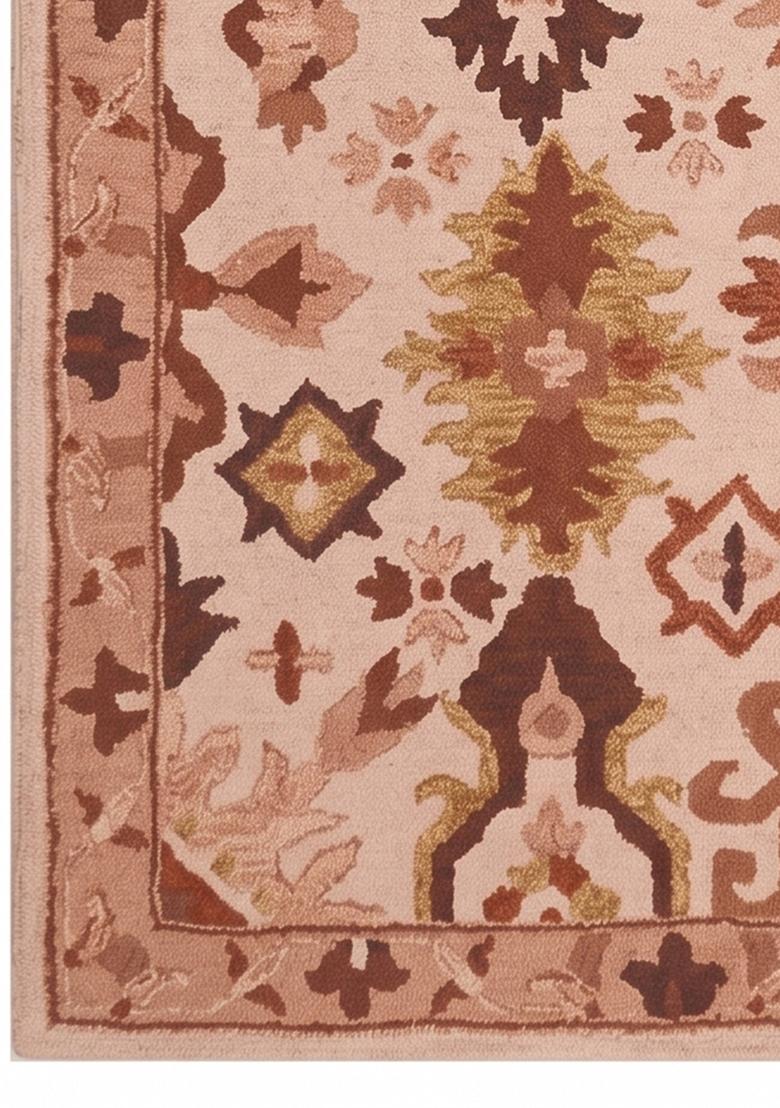 Saffron Rugs Hand Tufted Blush Pink Geometric Oriental Rectangular Wool Area Rug - Indya