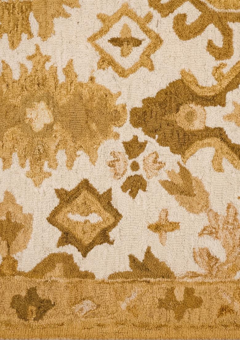 Saffron Rugs Hand Tufted Beige Geometric Oriental Rectangular Wool Area Rug - Indya