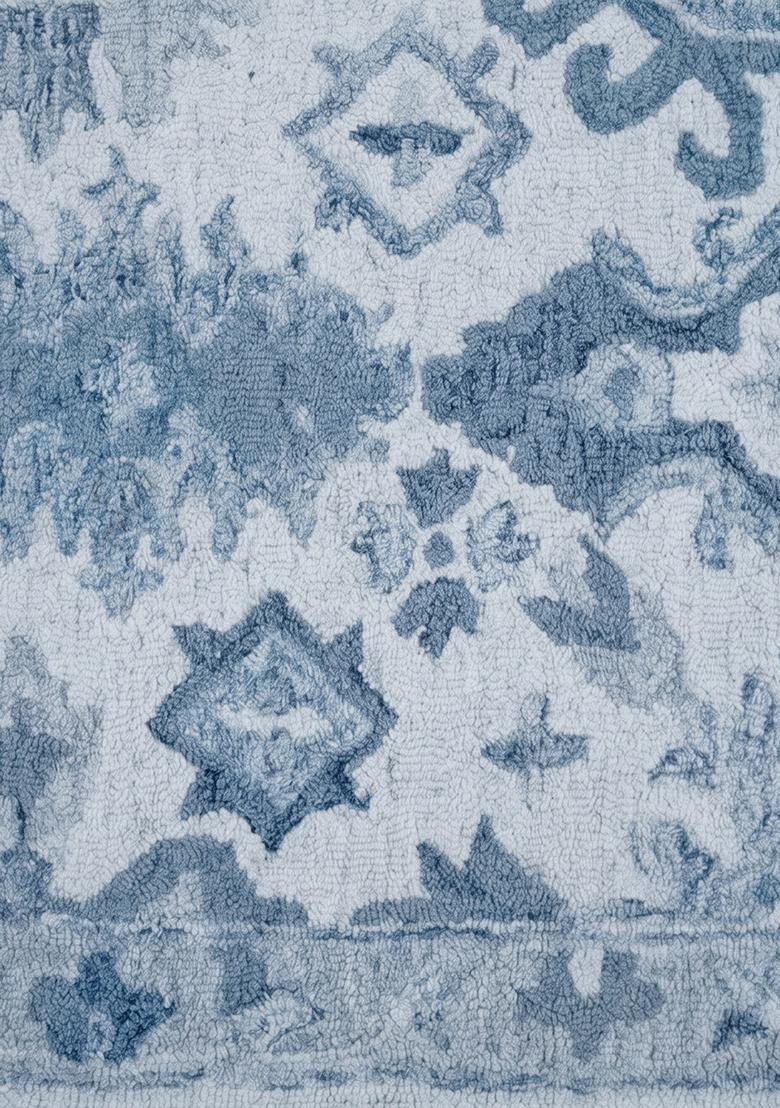 Saffron Rugs Hand Tufted Light Blue Geometric Oriental Rectangular Wool Area Rug - Indya