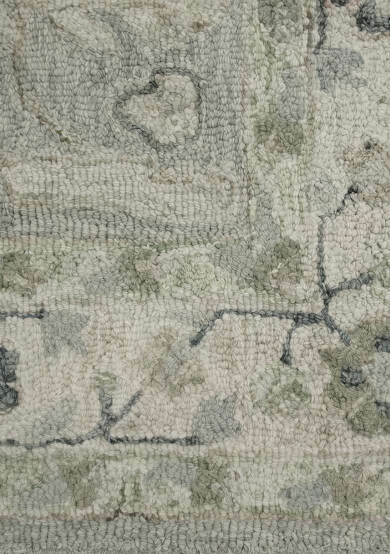 Saffron Rugs Hand-Tufted 100% Wool Area Rug | Sage Green Rectangular Rug | Cotton Backing | Oriental Floral Home Decor Carpet for Living Room Bedroom - Indya