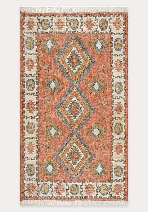 Jute Wool Handmade Off White Rug | Oriental Geometric Carpet For Living Room