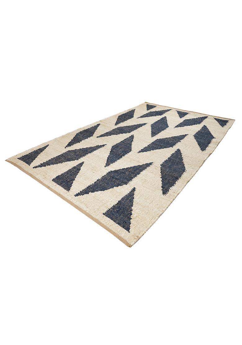Saffron Rugs Flat Woven off-white Chevron Modern Rectangular Wool Area Rug - Indya