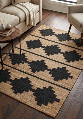 Saffron Rugs Flat Woven Tan Geometric Bohemian Rectangular Wool Area Rug