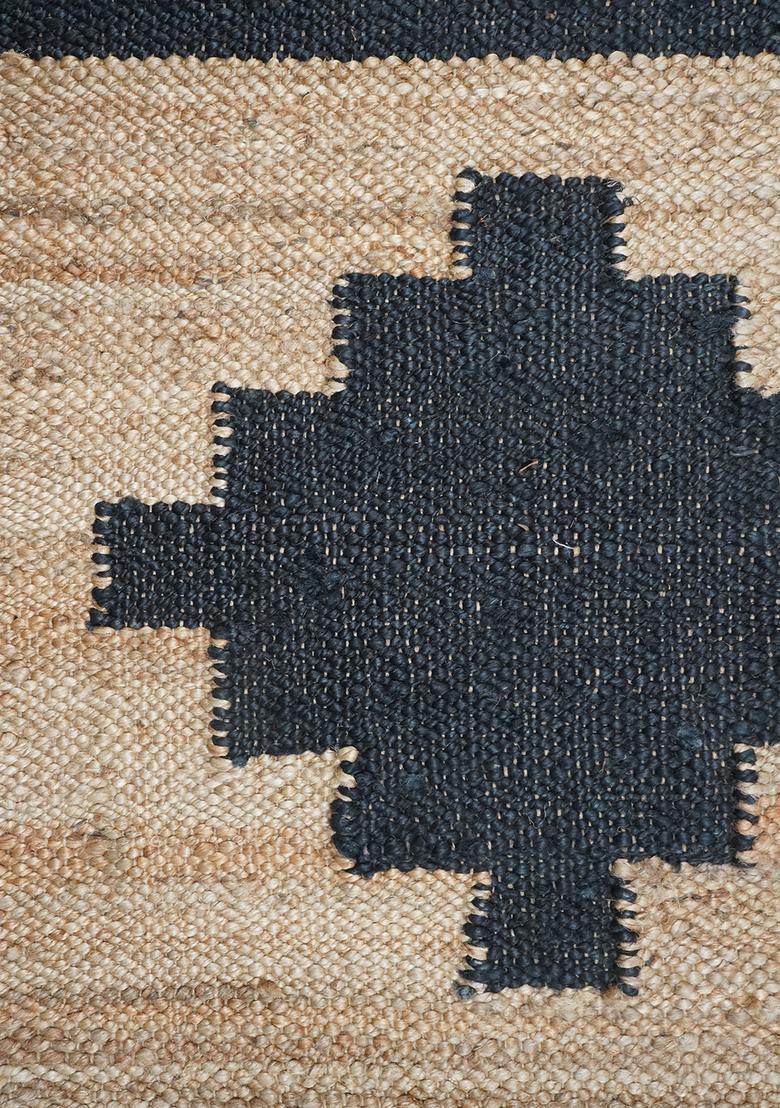 Saffron Rugs Flat Woven Tan Geometric Bohemian Rectangular Wool Area Rug - Indya
