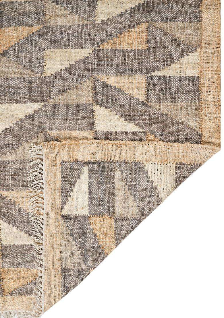 Saffron Rugs Natural Modern Geometric Flat Weave Jute Rectangular Rug - Indya