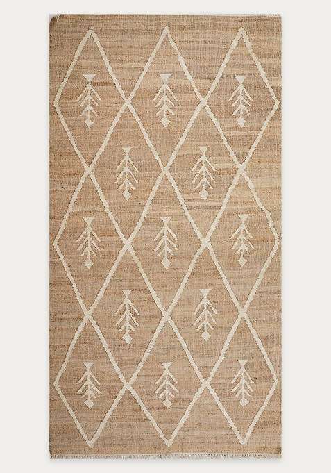 Jute Wool Handmade Tan Rug | Bohemian Trellis Carpet For Living Room