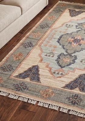 Saffron Rugs Flat Woven Beige Paisley Oriental Rectangular Wool Area Rug