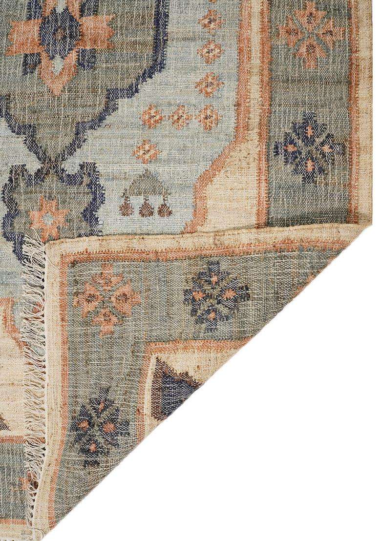 Jute Wool Handmade Beige Rug | Oriental Paisley Carpet For Living Room - Indya
