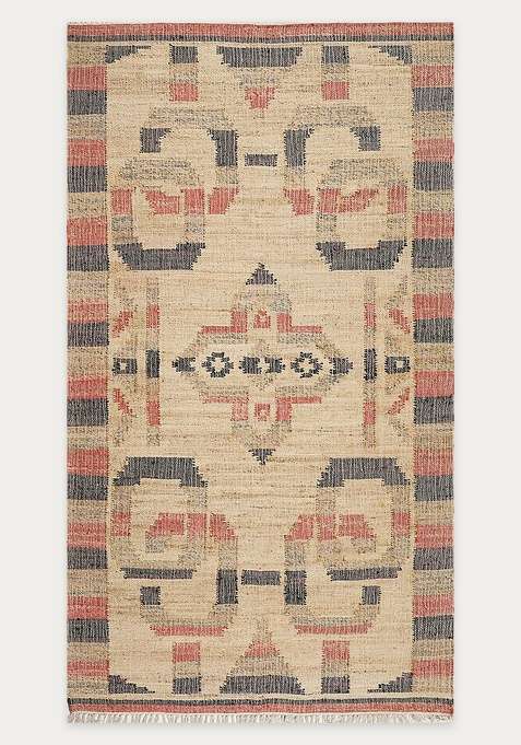 Jute Wool Handmade Tan Rug | Vintage Geometric Carpet For Living Room