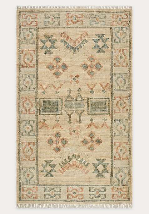 Jute Wool Handmade Tan Rug | Oriental Geometric Carpet For Living Room