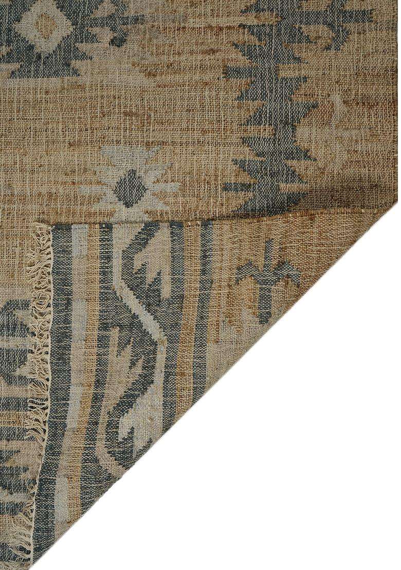 Jute Wool Handmade Tan Rug | Moroccan Geometric Carpet For Living Room - Indya