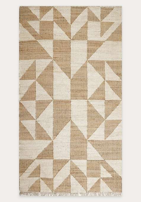 Jute Wool Handmade Beige Rug | Bohemian Geometric Carpet For Living Room