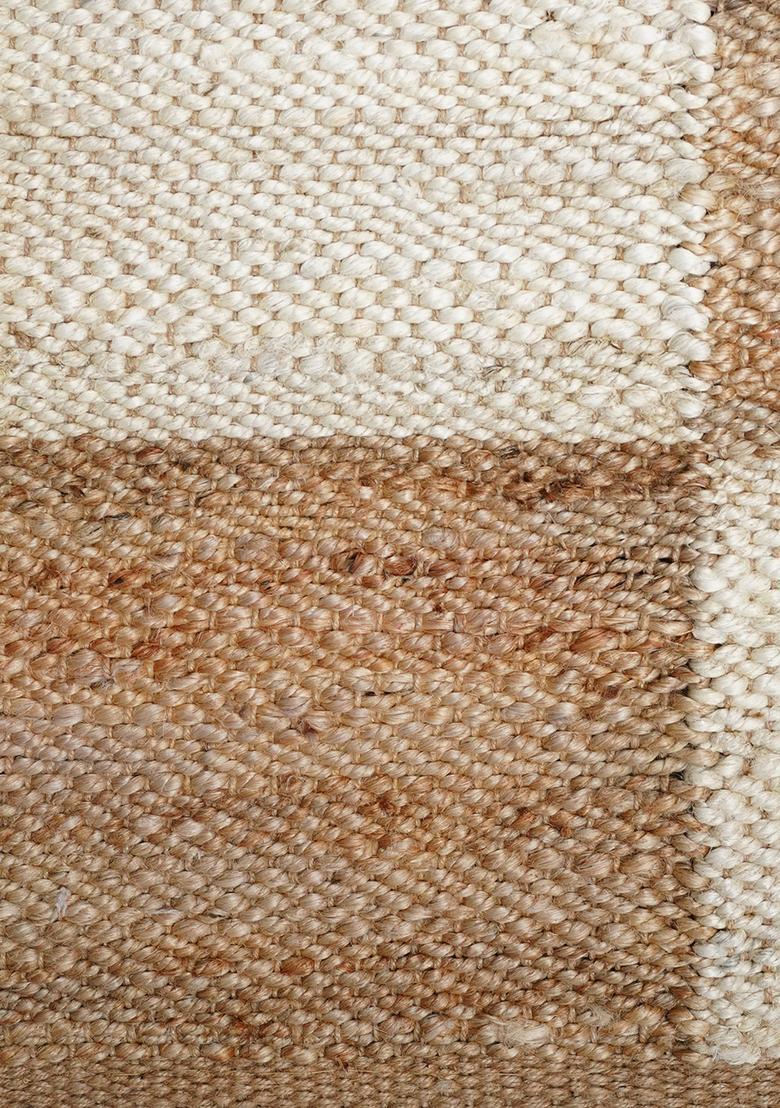 Saffron Rugs Flat Woven Tan Checkered Minimalist Rectangular Wool Area Rug - Indya