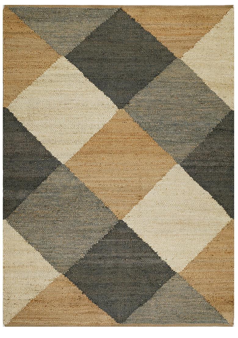 Saffron Rugs Flat Woven Tan Argyle Contemporary Rectangular Wool Area Rug - Indya