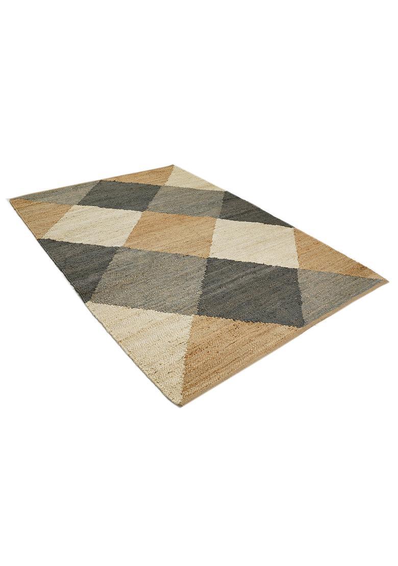 Saffron Rugs Flat Woven Tan Argyle Contemporary Rectangular Wool Area Rug - Indya