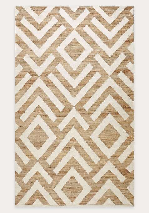 Jute Wool Handmade Tan Rug | Contemporary Trellis Carpet For Living Room