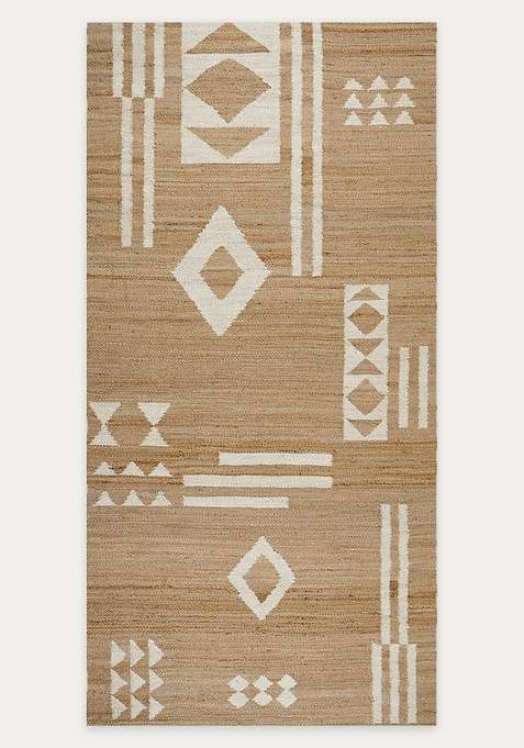 Jute Wool Handmade Tan Rug | Bohemian Geometric Carpet For Living Room