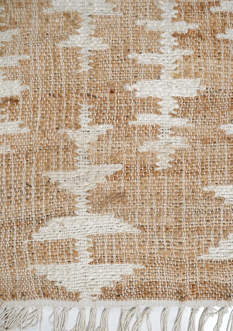 Saffron Rugs Flat Woven Tan Geometric Bohemian Rectangular Wool Area Rug - Indya