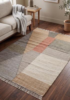 Saffron Rugs Flat Woven Multi-Color Geometric Contemporary Rectangular Wool Area Rug