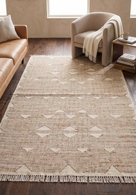 Saffron Rugs Flat Woven Tan Geometric Bohemian Rectangular Wool Area Rug