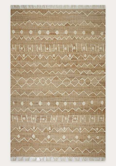 Jute Wool Handmade Tan Rug | Boho Geometric Carpet For Living Room