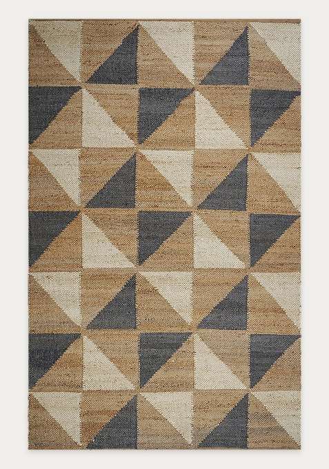 Jute Wool Handmade Multi Color Rug | Contemporary Geometric Carpet For Living Room