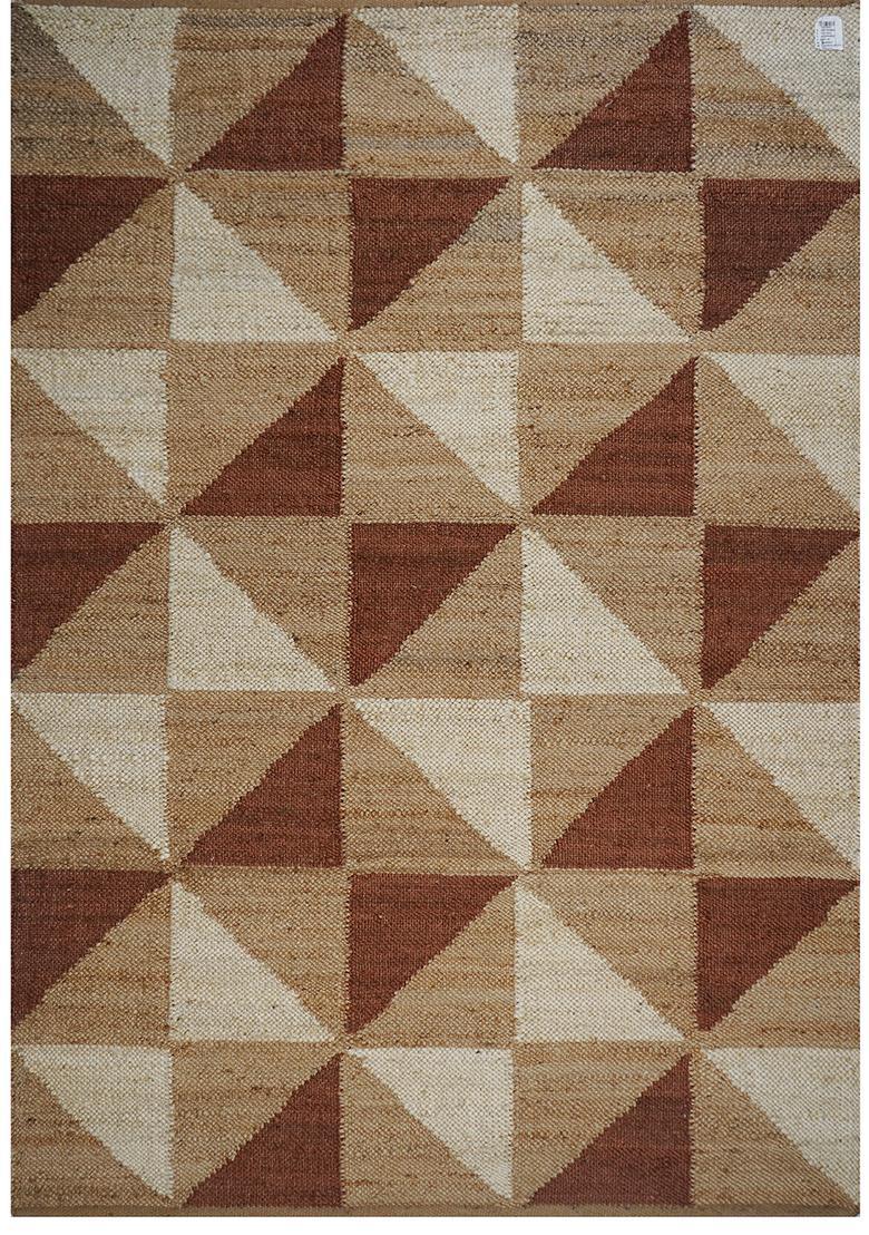 Saffron Rugs Flat Woven Rust Geometric Contemporary Rectangular Wool Area Rug - Indya