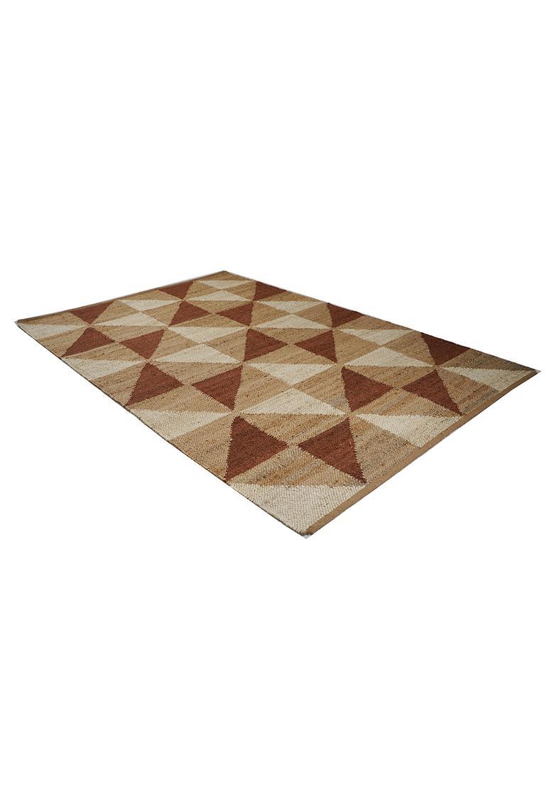 Saffron Rugs Flat Woven Rust Geometric Contemporary Rectangular Wool Area Rug - Indya