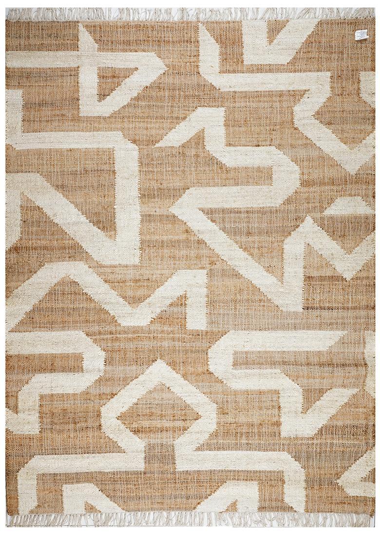 Saffron Rugs Flat Woven Tan Chevron Contemporary Rectangular Wool Area Rug - Indya