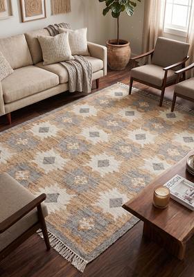 Saffron Rugs Flat Woven Multi-accent Geometric Bohemian Rectangular Wool Area Rug