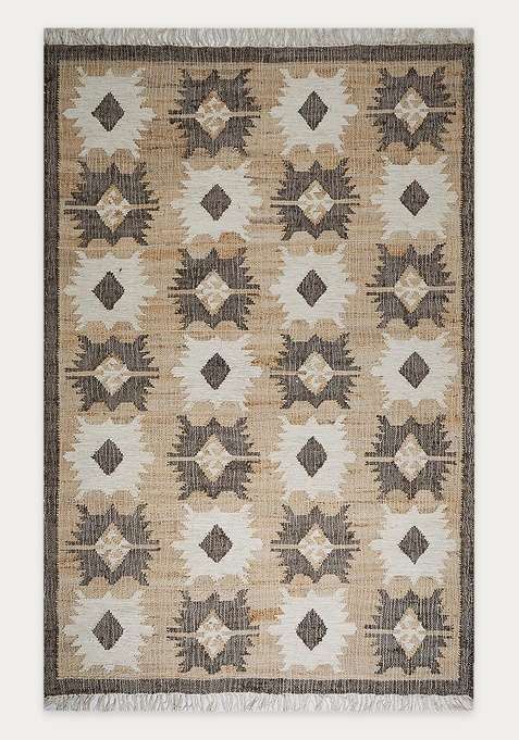 Jute Wool Handmade Multi Accent Rug | Boho Geometric Carpet For Living Room