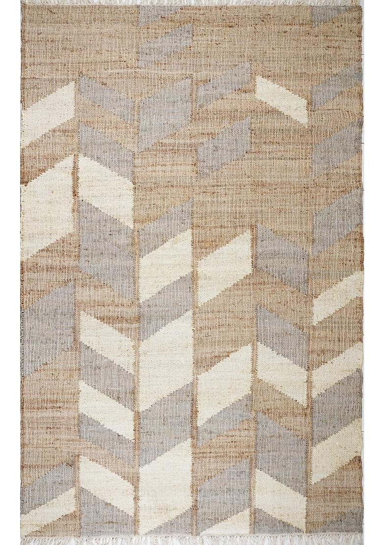 Saffron Rugs Flat Woven Multi-tone Herringbone Contemporary Rectangular Wool Area Rug - Indya
