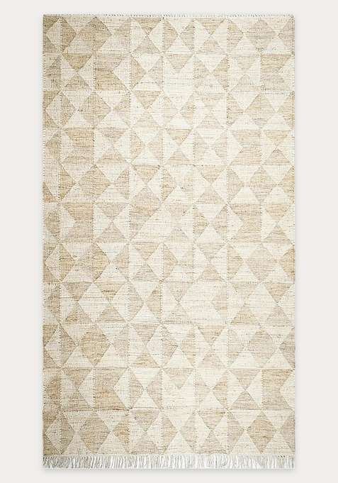 Jute Wool Handmade Ivory Rug | Scandinavian Geometric Carpet For Living Room