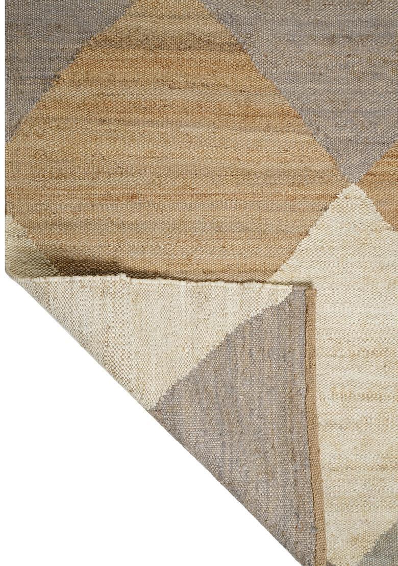 Saffron Rugs Flat Woven Tan Argyle Contemporary Rectangular Wool Area Rug - Indya